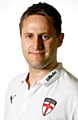 Damian proudly wears his England rugby league kit 