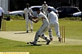 RUN MACHINE . . . Heyside pro clips Gaurav Dhar around the corner on his way to a match-winning knock of 76. 