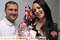 JUBILEE glee . . . Andrew Pheby and Elizabeth Pizarro with little Lily 
