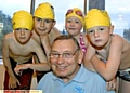 Terry Jones with pupils, pictured in 2008 
