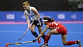 Nicola White fights off a challenge from South Korea's Hyelyoung Han during the Visa International Invitation Tournament. 