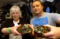 WE shell not be moved: Audrey and Scott Lomas of Probe Diving Services with terrapins George and Mildred 
