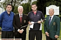 CUT ABOVE THE REST . . . Royton Sword winner Ciaran Doherty (second from right) receives his prize from Crompton and Royton Golf Club captain Paul Harrison, flanked by his brother Sean (far left) and club president Collin Howarth. 