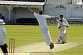 Werneth batsman Kyle Roberts gets a four off Middleton's George Walker. 