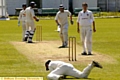 THAT’S OUT . . . Werneth skipper Matthew Taylor is caught by Richard Fitton off the bowling of George Walker during his team’s Twenty20 Cup semi-final defeat against Littleborough at Hare Hill. 