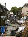 The scene of devastation after the blast 
