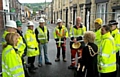 THE Mayor meets clean-up workers 

