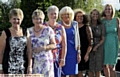 LADY captains final line-up at Brookdale: Val Brogan (left, first-day prize) Joan Warren (runner-up) lady captain Kathryn Storey, winner Susan Whitaker, Vicky Akin (best gross), Wendy Olivier (second-day prize) and Adele Keate (best endeavour). 