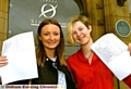 HARD WORK: (left) Katie Toolan will go on to study law at Manchester University, and Jessica Moon will study chemistry at Edinburgh University 
