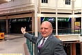 SHOPPING central . . . Mike Flanagan shows where the new British Home Stores will be, replacing the empty former JJB outlet