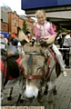 RIDE on time: Olivia Wood on Paddy in the town centre on Saturday. 