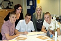 REMEMBERING Kyle . . . (back, from left) Hannah Lowe and Rachel Birchall. Front: Michael Coleman, George Holland and Andrew Badby 
