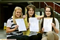 WE did it: (from left) Hannah Turnbull, Charlotte Donnelly and Danielle Coucher 
