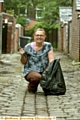 ALL done: Caroline with the last bag of rubbish. 