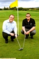 Lee (far left) and Adam Rowbotham won the Saddleworth Am-Am after playing on home turf in the morning. 