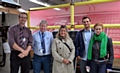 BUSINESS boost . . . John Eley and Tony Ganner from Oldham College with Ana Santillan from Madrid, Santiago Donat from Valencia and Erika Toth from Hungary 
