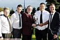 REPEAT PERFORMANCE: Werneth aces Gareth Hey (left), Liam Dwayre, Clint Shaw and Steve Lynch receive their trophy from club captain Lee Rowbotham. 