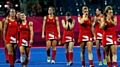 Nicola White (third from right) and the rest of the Great Britain hockey team cannot hide their emotions after their semi-final defeat at the hands of Argentina. 