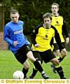 LAST GASP . . . Ashley Young (right) equalised from 30 yards for Rifle Range ‘A’. 
