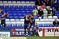 PLENTY TO SMILE ABOUT: Jose Baxter (left) celebrates his debut goal with Cliff Byrne. 
