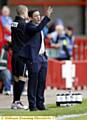 Oldam Athletic manager Lee Johnson shows his frustration during the Sky Bet League One game between Crawley Town and Oldham Athletic at the Checkatrade Stadium, Crawley on Sat Sept 28, 2013 
