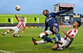 COMMITTED TO THE CAUSE: Youssouf Mchangama gets stuck into a frustrating day for Athletic. 
