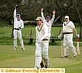 NOT OUT: Saddleworth batsman Steven Howard survives a big appeal from Bamford Fieldhouse wicketkeeper Nick Brierley and slip fielder Simon Wright. 