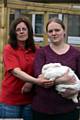Assistant shelter manager Julie Flanagan with volunteer Sarah Robinson. 
