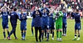 THANKS A MILLION: Lee Johnson and his team salute the Athletic fans who travelled to Leyton Orient. 