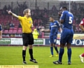 off you go: Athletic defender Jean-Yves Mvoto gets his marching orders at Crawley — one of five red cards for the club last season. 
