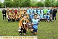 LINE-UP . . . captains Jonathan Bond (Limeside King George) and Shez Rashid (Coppice United) with their teams. 

