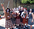 BRAVEHEARTS: fancy-dress walkers get into the party spirit 
