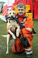 READY for duty: search and rescue dog Ace with his handler Mike Dewar 

