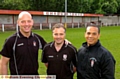 GEARING UP: New Chadderton FC joint-managers Steve Patterson (left) and Mark Cook (centre), with new assistant manager Ben Greenidge. 

