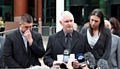 SHATTERED . . . Nicola’s father Bryn reads a statement outside court