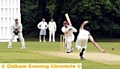 LUCKED OUT . . . Heywood bowler Riley Paterson deflected a powerful drive from Darren Graham on to Michael Pote’s stumps, running him out.  
