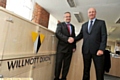 A welcoming handshake from Evening Chronicle managing editor David Whaley (right) for Anthony Dillon, managing director of Willmott Dixon 