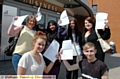 CELEBRATIONS for (clockwise from front left) Hayley Probert, Zoe Williamson, Thahera Begum, Ashley Barnes, Kayley Lowe and Daniel Brooks 