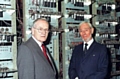 BRINGING up baby: Tom Kilburn (left) and Geoff Tootill at the 50th birthday celebrations in 1998 
