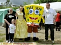 FUNDRAISING: Michelle Heaton, Jodie and Kenny with Princess Belle and Spongebob. Picture: Chris Sunderland 
