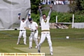 SO CLOSE . . . Moorside’s Danny Anchor survives an lbw appeal by Stayley’s Mudassar Butt. 