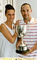 Matt Chapman with his partner Nicola Hobman — who bought him the membership at Saddleworth Golf Club 