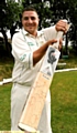 BAT MAN: Phil Taylor shows off his new willow, made by CJI Cricket in Bournemouth. 
