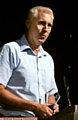 PROUD . . . Tony Philliskirk delivers his acceptance speech at the Queen Elizabeth Hall. 