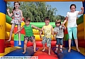 ENJOYING the bouncy castle (from left) Connie Long, Michael O’Connell, Thomas Jones, Harley Fairclough and Lucie Pickersgill 
