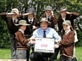 Intrepid Steve Hill, with pupils (back row, from the left) Liam Lovell, Emily Lynch, Jack Whitworth, Abie Jane-Spicer, (front) Henry Bose and Ella Pilkington 

