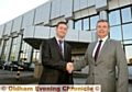 Expansion plans . . . council leader Jim McMahon welcomed group manager director Paul Naylon of NOV Mono Pumps to the site last year 
