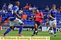 DOUBLE-UP . . . Cristiano Montano fires home his second goal against Macclesfield. 

