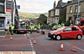 CRASH scene . . . the Rochdale Road accident 

