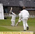TAKE THAT . . . hard-hitting batsman Imran Khan will be hoping to produce more heroics for Friarmere. 
